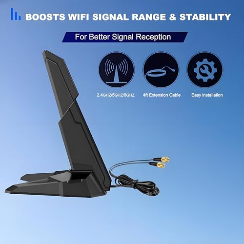 External 2.4G/5G/6Ghz Wifi 6 6E Tri-Band Magnetic Base Replacement Antenna For Gigabyte Aorus Z790 B650 B550 B450 B560I Asus Rog Strix, Aorus Pro Ax/Aorus Pro X Series,