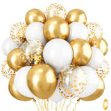 Metallic Gold Balloons Set, Pack Of 35 12 Inch White Gold Confetti Latex Balloon, Gold And White Birthday Party Balloons For Women Girls Wedding Engagement Baby Bridal Shower Party Decorations