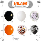 60Pc Halloween Balloons – 12" Orange Black Marble & Confetti Party Decorations