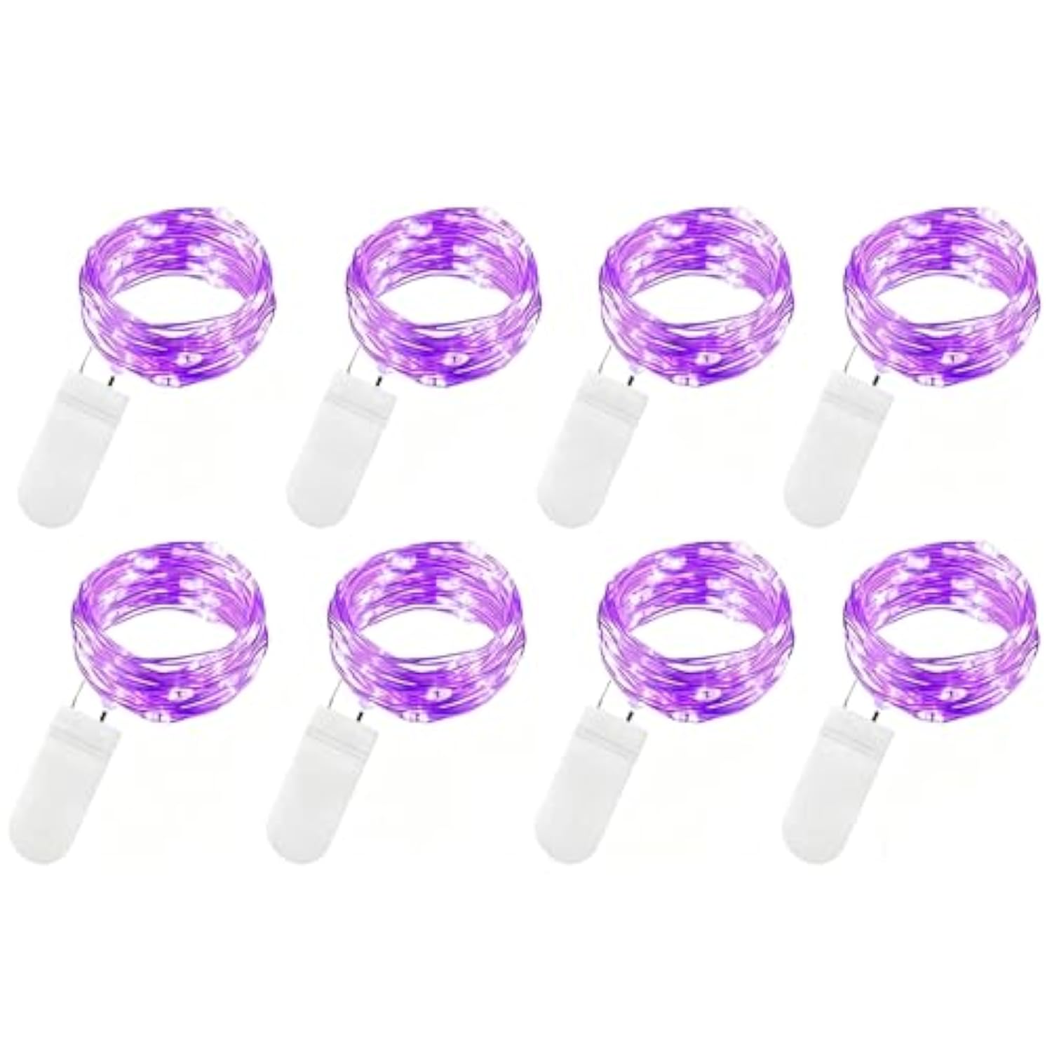 8 Pack 30 Led Fairy Lights Battery Operated String Lights - 10 Ft Purple Waterproof Silver Wire Starry Firefly Moon Ligh