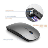 Wireless Keyboard And Mouse Ultra Slim Combo, 2.4G Silent Compact Usb 2400Dpi Mouse And Scissor Switch Keyboard Set With Cover, 2 Aa And 2 Aaa Batteries, For Pc/Laptop/Windows/Mac - Gray Black