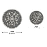 Two-Headed Eagle Gray Silver Metal Shank Double Blazer Button Set. 6 P