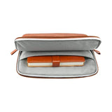 MOSISO Laptop Sleeve Bag 16 inch Compatible with MacBook Air 15 inch 2025-2023 M4 M3 M2/Pro 16 inch 2025-2019 M4 M3 M2 M1, 15-15.6 inch Notebook, PU Leather Padded Bag Waterproof Case, Brown