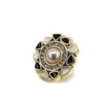 Faux Pearl Center Black White Enamel Edge Sewing Shank Buttons 20 Pcs