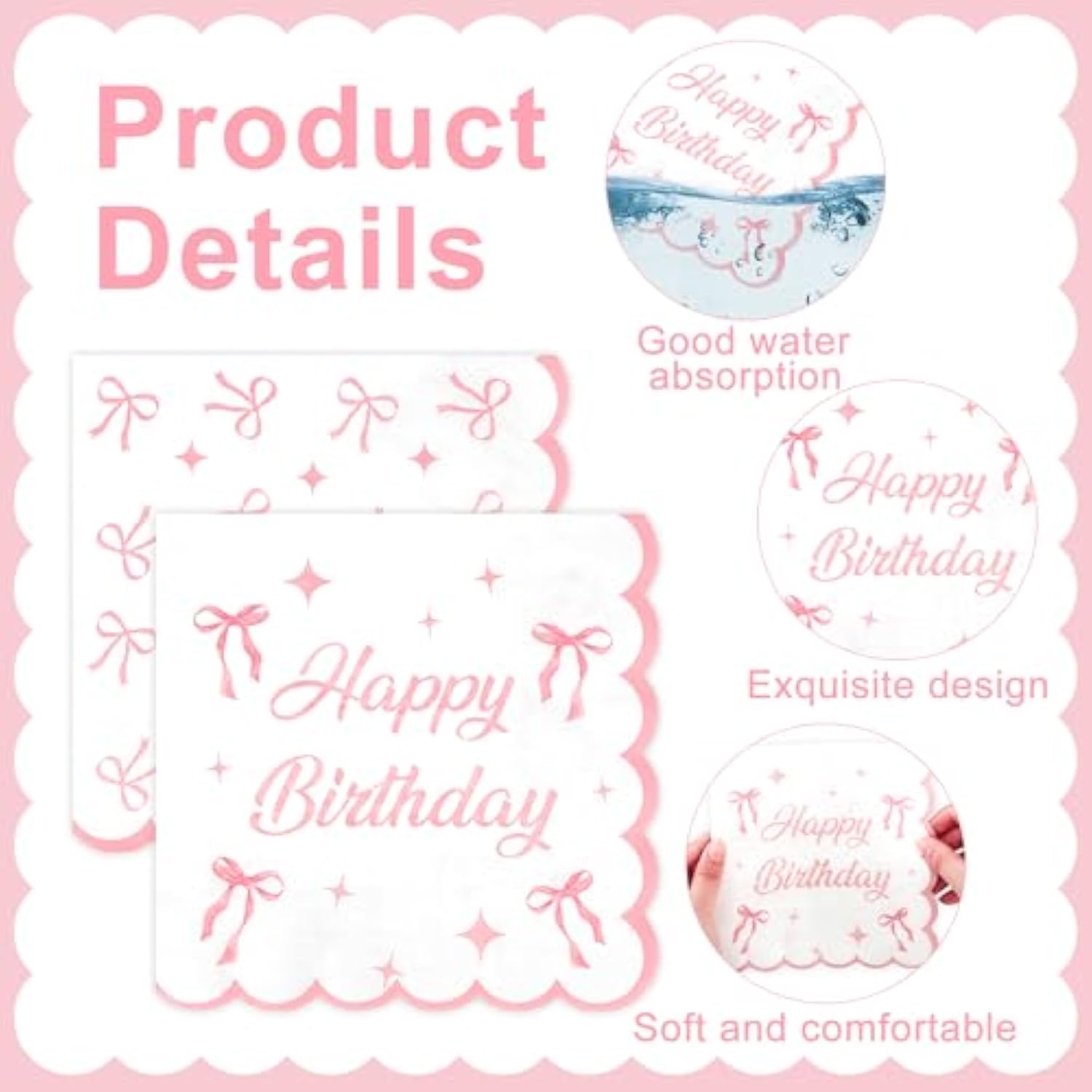 100Pcs Pink Bow Party Plates And Napkins Pink Bow Birthday Tableware Set Coquette Birthday Party Supplies Serve 50 Guests For Women Birthdays Girl Bachelorette Coquette Tableware Supplies