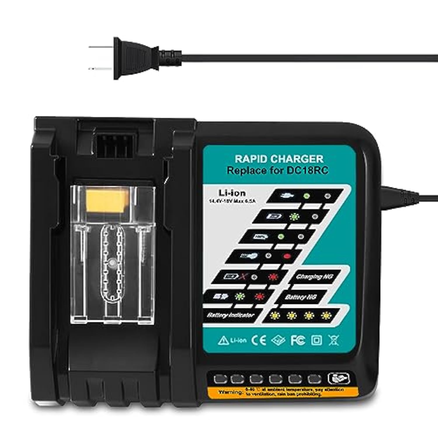 14.4V 18V 6.5A Rapid Charger Compatible With Makita 18V Battery Charger Bl1860B 6.0Ah Bl1850B 5.0Ah Bl1840B 4.0Ah Bl1830B 3.0Ah Replacement For Makita 18V Dc18Rd Fast Charger