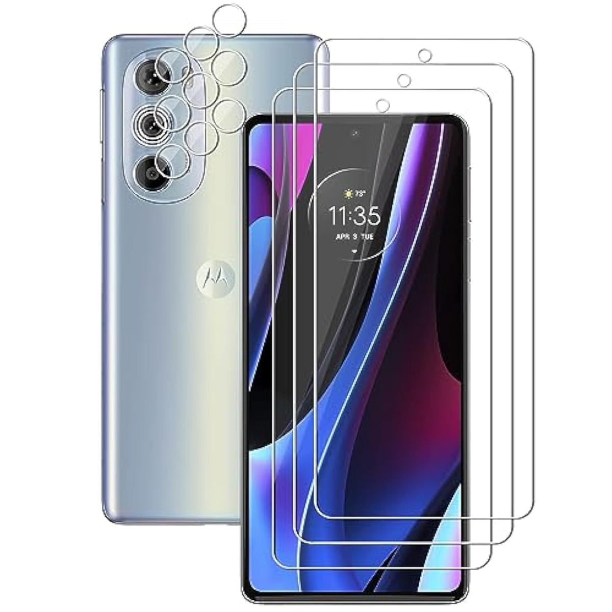 3 Pack Screen Protector For Motorola Edge+ / Plus 2022 / Plus 5G Uw (2022) / Edge 30 Pro Tempered Glass With Camera Lens Protector, Anti Scratch, Hd Clear