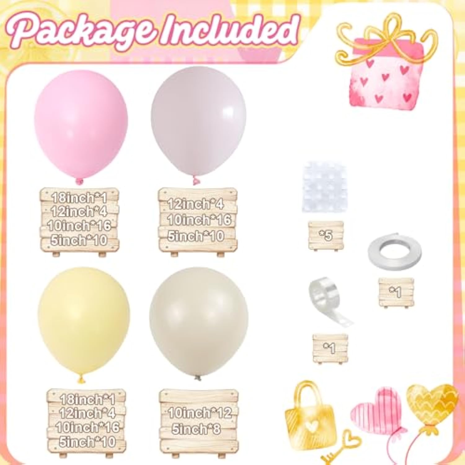 Pink And Yellow Balloon Arch Kit 119Pcs Pastel Light Pink Yellow White Sand Balloons Garland Kit For Girls Cartoon Bee Bear Themed Birthday Bridal Baby Shower Wedding Spring Holiday Party Decorations