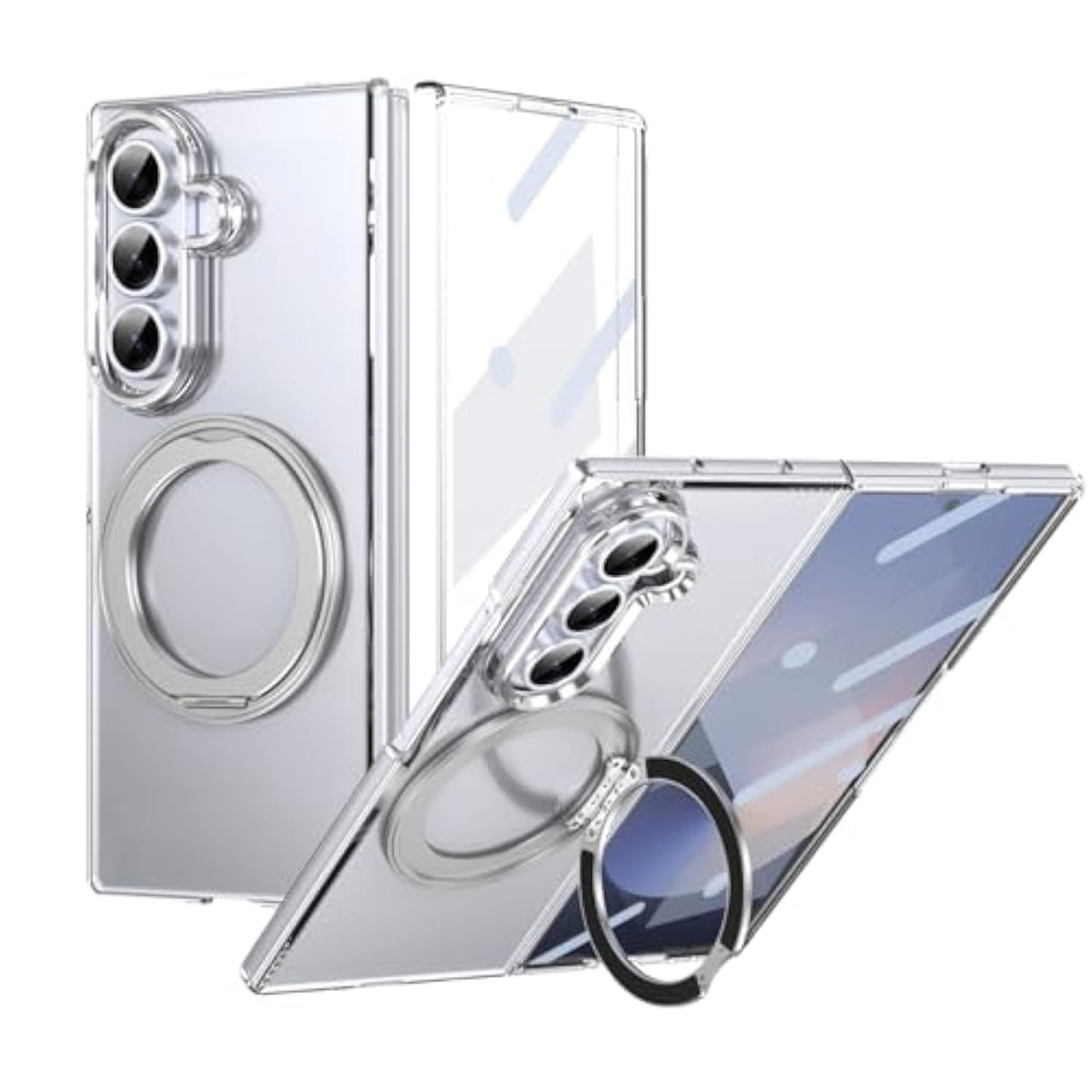 For Samsung Galaxy Fold 7 Case Slim Fit [Anti-Yellowing & Anti-Fingerprint] Built In Screen Protective And Len Protection, Compatible With Magsafe & 360 Bracket,Crystal Clear Case.
