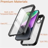 JETech Case for iPhone 14 6.1-Inch with Built-in Tempered Glass Screen Protector, Camera Full Cover All-Around Protection, Shockproof Bumper Phone Cover Clear Back, HD Film (Black)