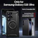 For Samsung Galaxy S25 Ultra Case With Stand [Built-In Camera Kickstand] Militaty Grade Drop Protection Rugged Case Compatible With Magsafe Accessories For Galaxy S25 Ultra Phone Case, Black
