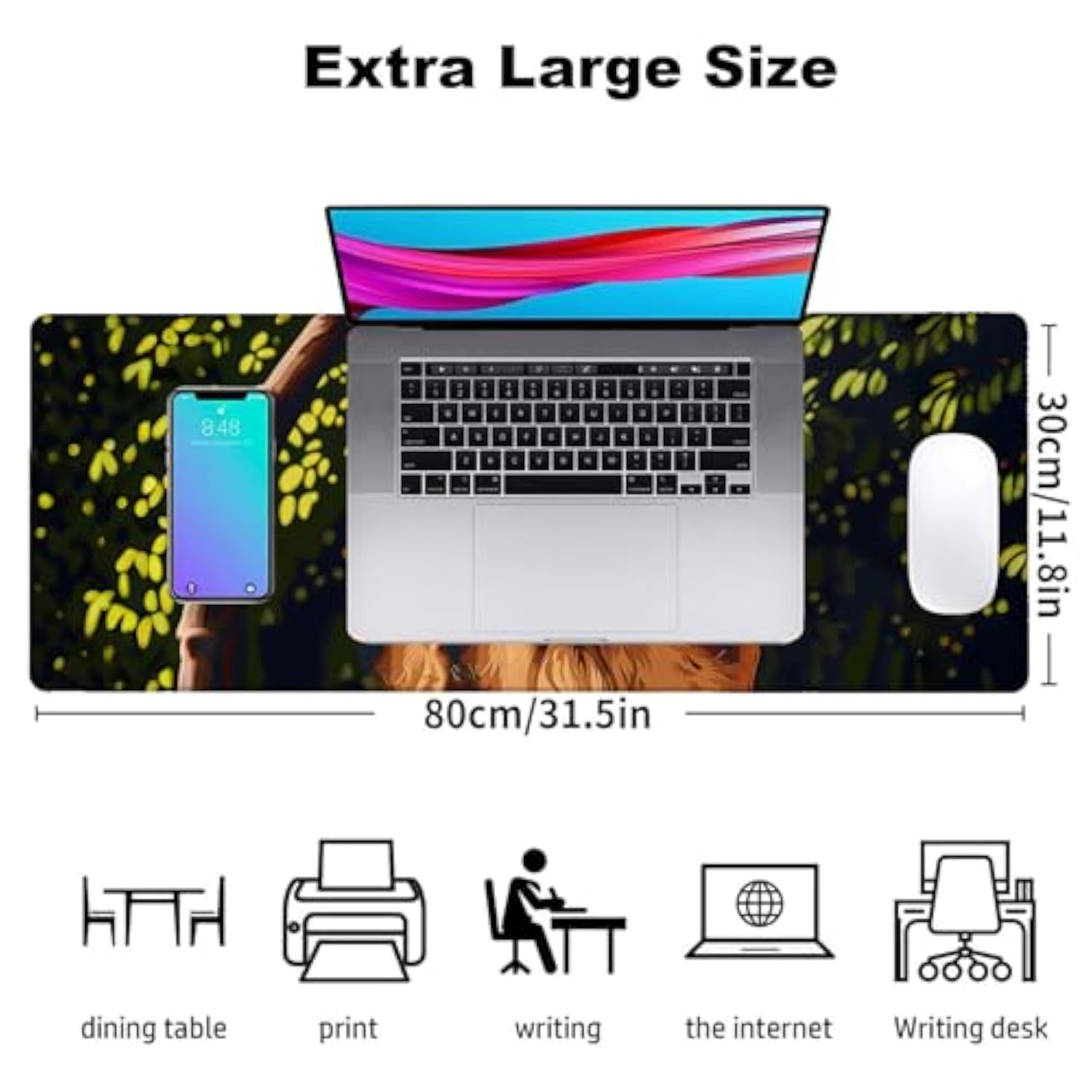 Golden Retriever Gaming Mouse Pad, Office Desk Mat, Anti-Slip Rubber Base Cool Aesthetic Mouse Pads For Computer Laptop Keyboard School Home Desktop Gamer Home Accessories Decor 31.5" X 11.8"