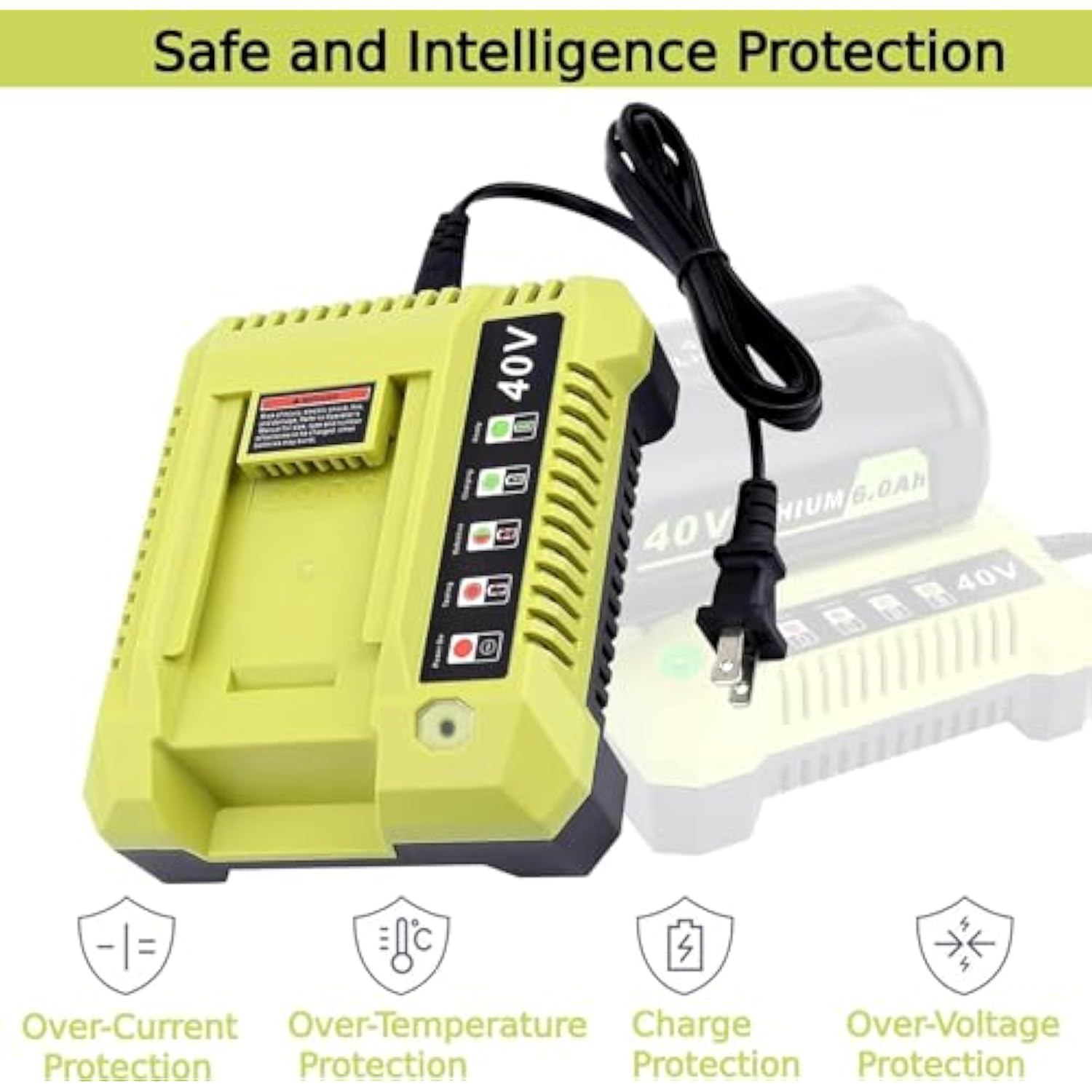40V Lithium Ion Battery Charger Replacement For Ryobi 5 Op4026 Op4026A Op4030 Op4040 Op4050 Op4050A Op4060 Op40261 Op40301 Op40401 Op40501 Op40601 Tools Batteries