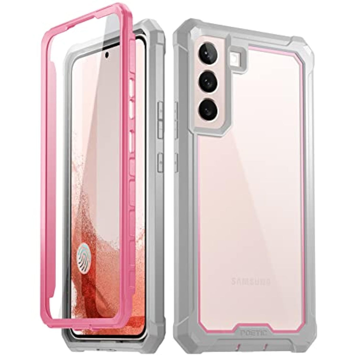 Guardian Case For Samsung Galaxy S22 5G 6.1" (2022) [6Ft Mil-Grade Drop Tested], Built-In Screen Protector Work With Fingerprint Id, Full Body Rugged Shockproof Cover Case, Pink/Clear