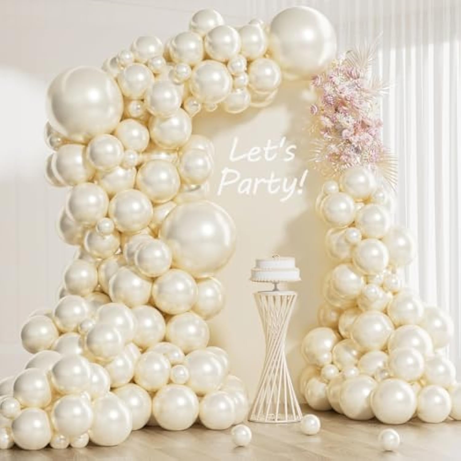 118Pcs Pearl Balloon Arch Kit  White and Ivory Wedding, Bridal Shower and Party Decorations