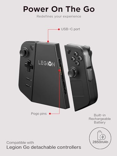 Legion Go Charging Connector with Battery Extended Battery Life, USB-C Charging Hub, Ergonomic Grip, Seamless Connection, Compatible with Legion Go