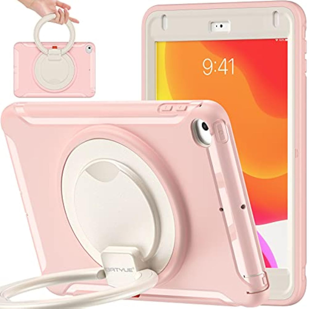 Case For Ipad Mini 5/4,Rugged Protective Case With Pencil Holder,360°Swivel Stand,Drop-Proof Case For Ipad Mini 5Th/4Th Generation 7.9 Inch For Kids,Girls-Cheerypink