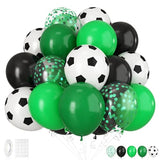 30 Pcs Green Black Soccer Balloons, 12 Inch Soccer Print Balloon Set
