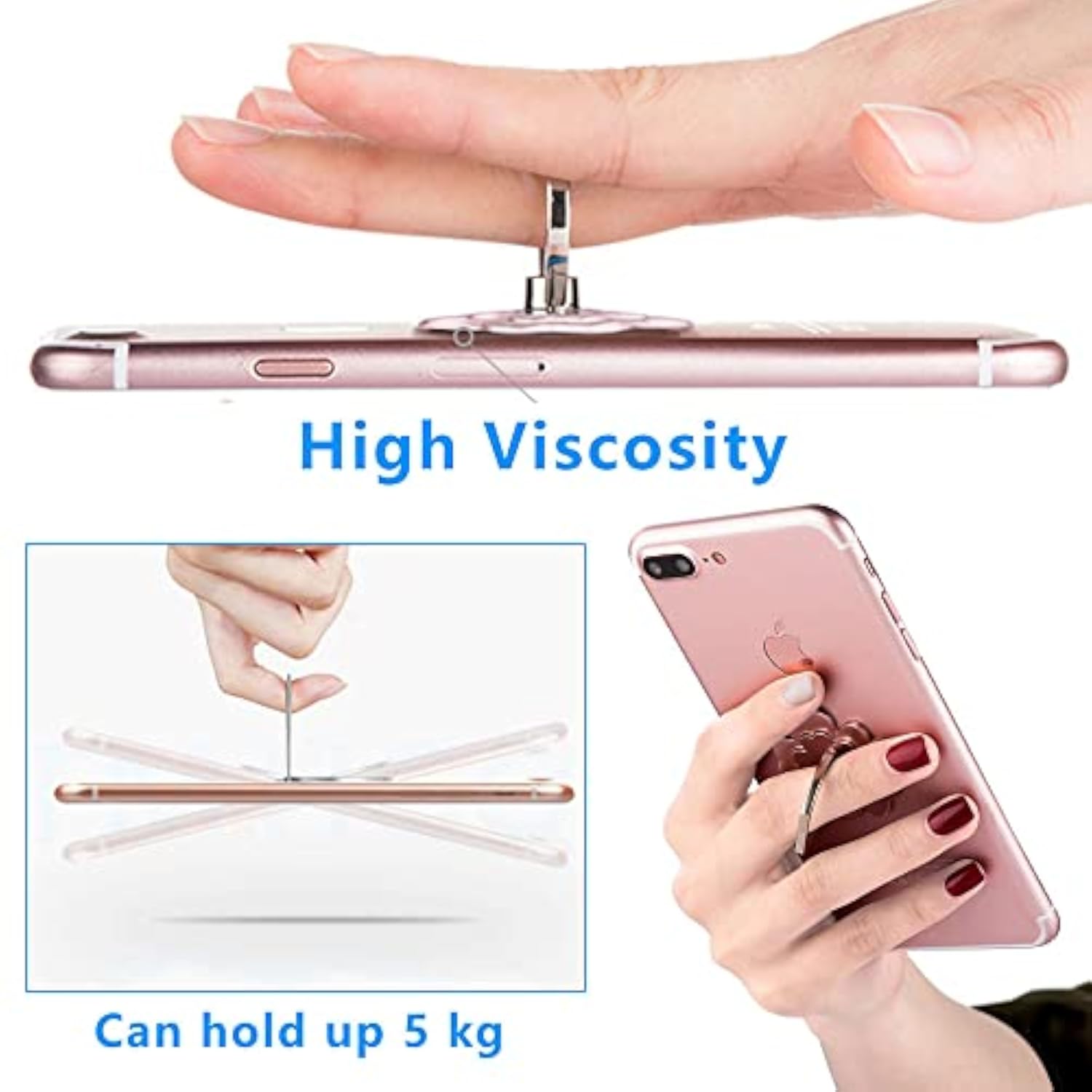 Phone Ring Holder 5-Pack with 360 Degree Rotation and Finger Grip Stand