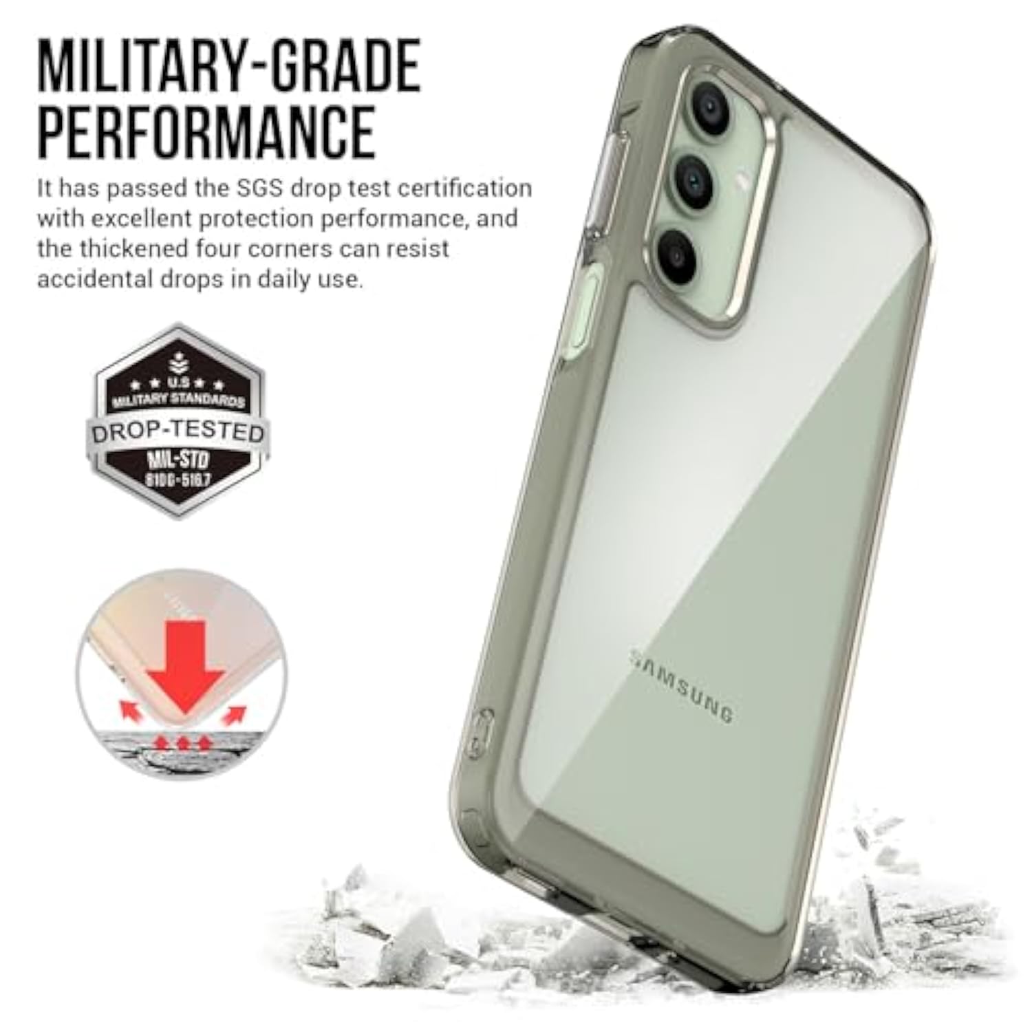 For Samsung Galaxy-A16-5G Phone Case: Military-Grade Shockproof Phone Cover With Tempered Glass Screen Protector, Anti-Scratch & Reinforced Bumpers - Crystal Clear