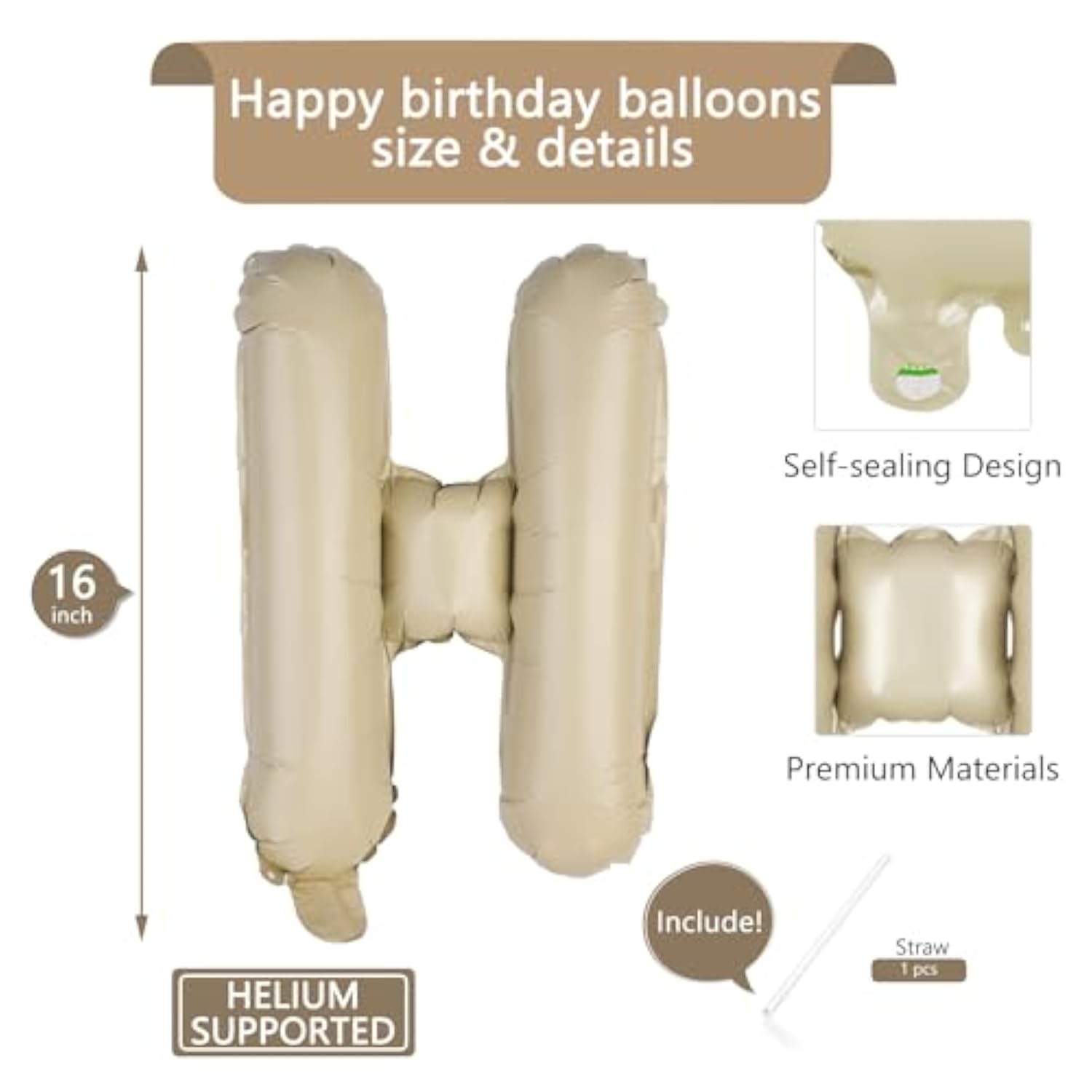 Silver 16" Happy Birthday Foil Balloon Banner – Party Decoration Supplies, Mylar Letters