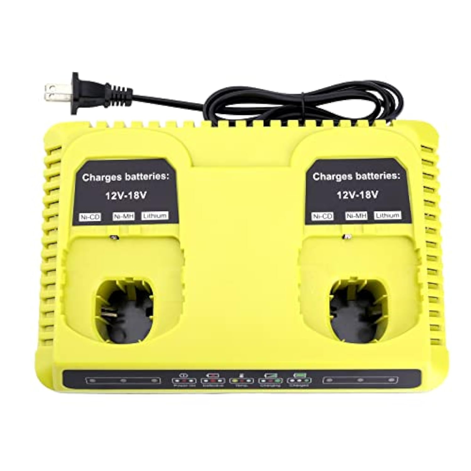 2 Ports P117 Dual Chemistry Intelliport Battery Charger For 12V-18V Max Ryobi One+ Plus Lithium Nicad Nimh Battery P102 P103 P107 P108 P109 P189 P190 Pbp002 Pbp005