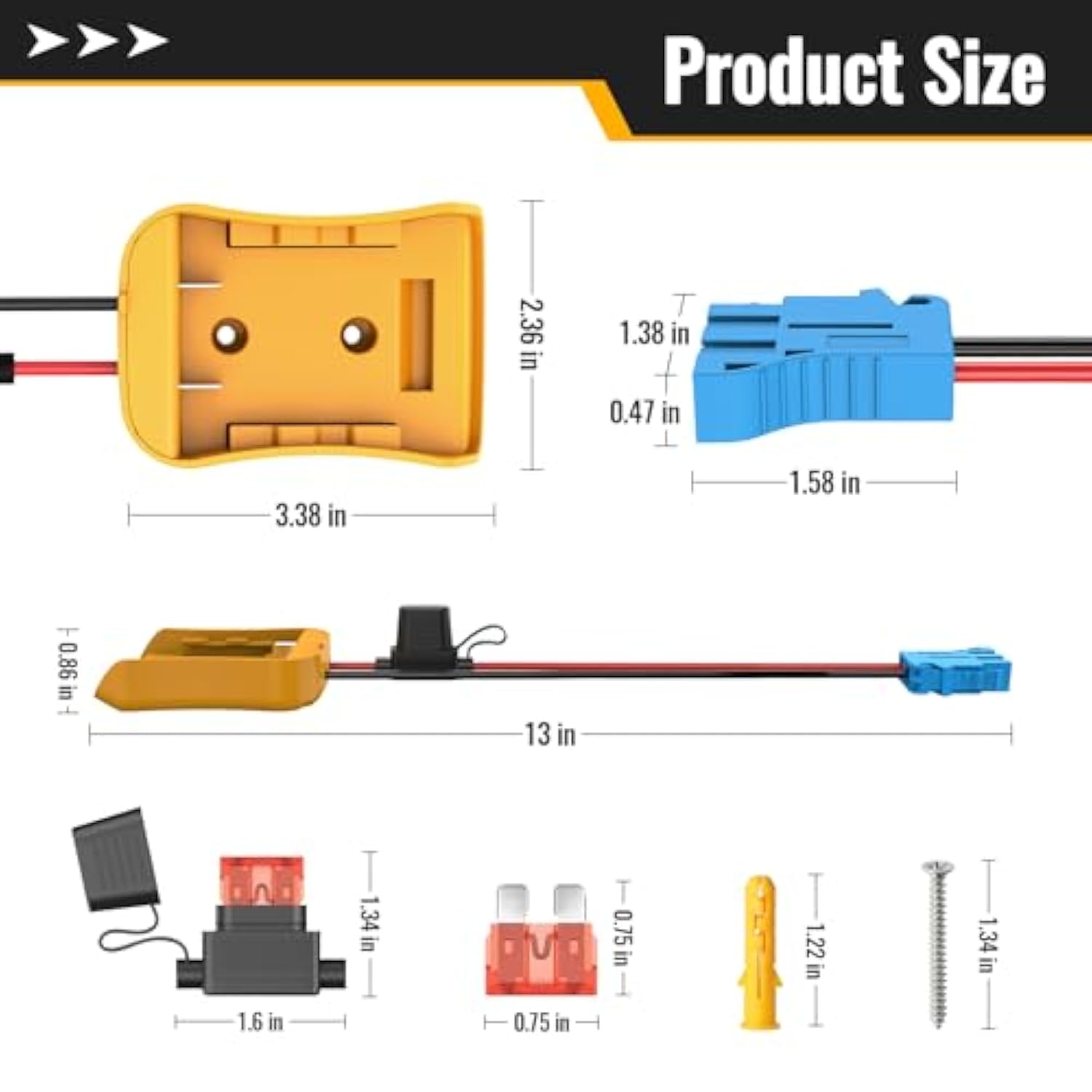 Power Wheels Adapter For Dewalt 20V Battery Adapter, Power Wheels Battery Conversion Kit With Fuse Holder And Wire Harness Connector Compatible With Peg-Perego Kids Ride-On Toy