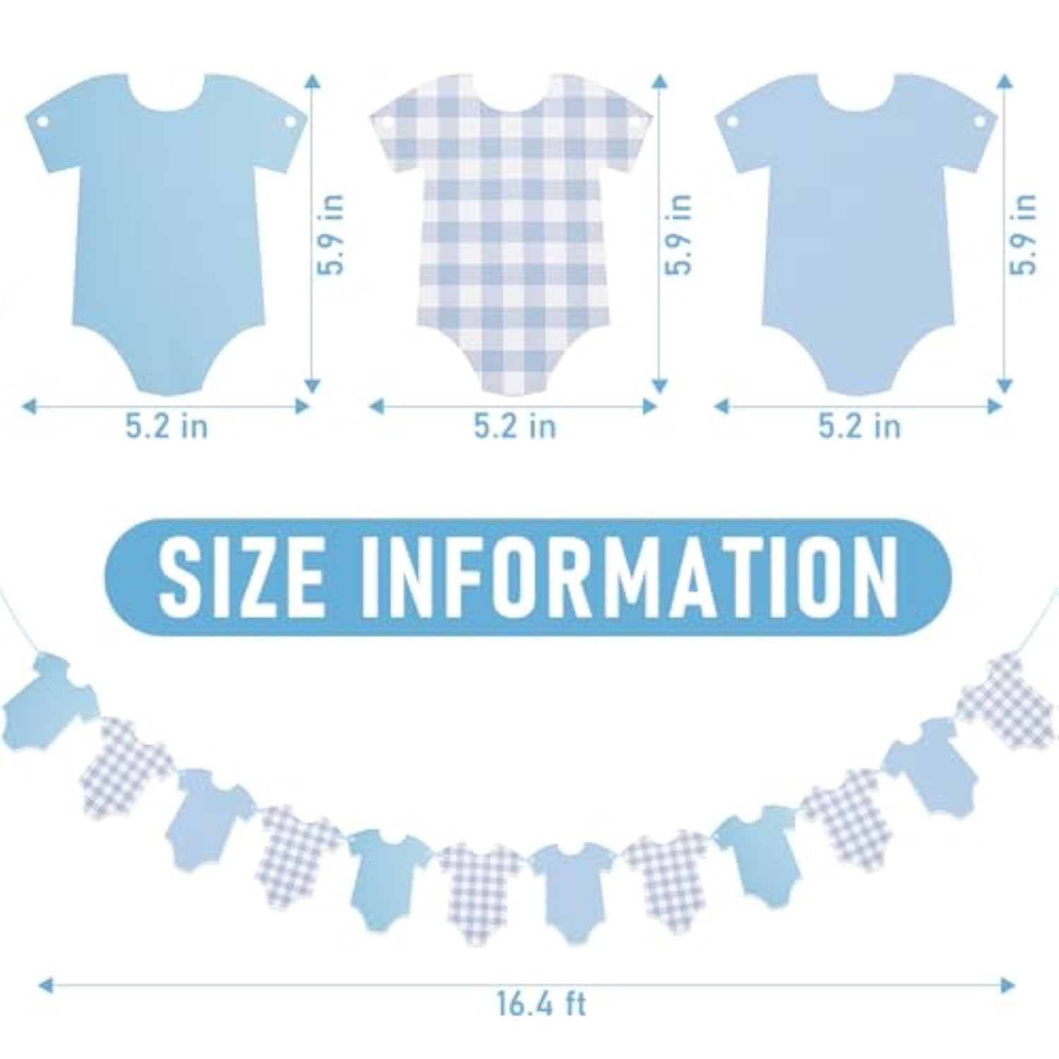 Boy Blue Bodysuit Banner – Pre-Strung Baby Shower Decor for Blue Jean Theme