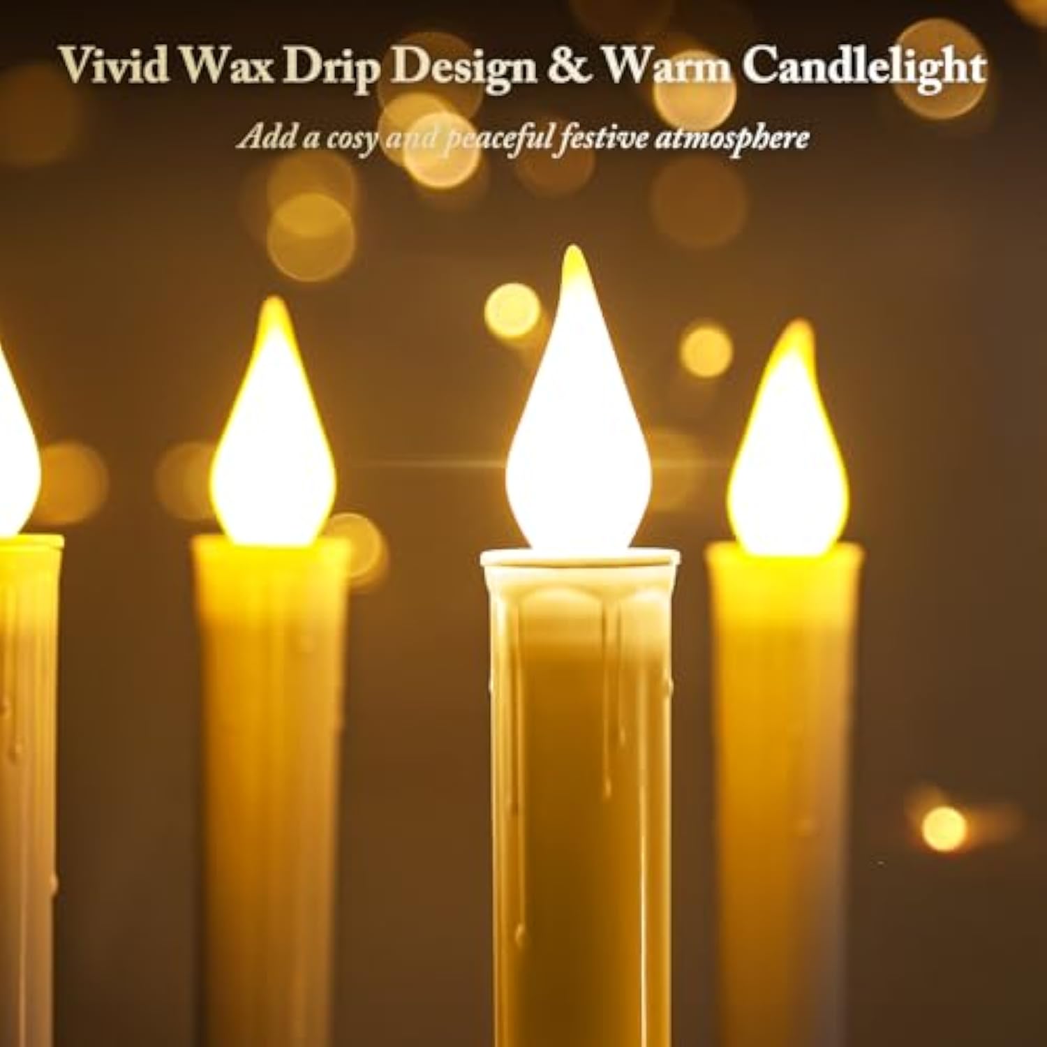 Window Candles Cordless Battery Operated With Timer Remote, 6 Packs Flameless Led Candle Lights With Gold Removable Candlesticks, Gift For Christmas Windows Table Decoration
