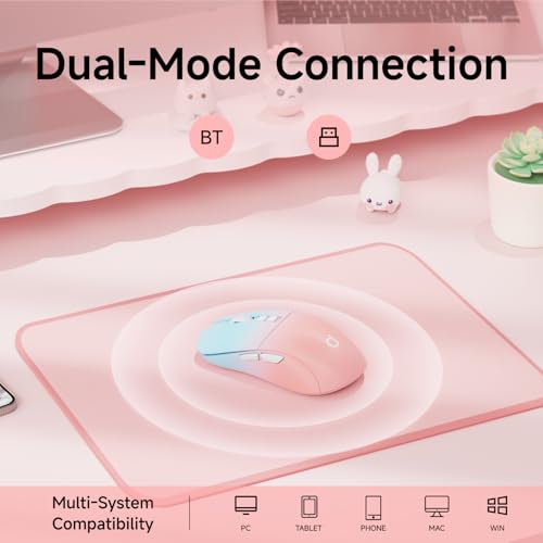 Eweadn G309 Wireless Computer Mouse,2.4G&Bluetooth Ergonomic Cordless Mice With 4000 Dpi,5 Adjustment Levels,Cute And Portable Mouse For Laptops, Pc And More,7 Buttons Office Usb Mice-Green