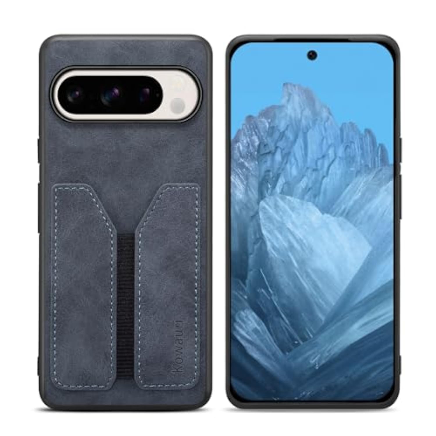 Pixel 9 Pro XL PU Leather Wallet Case with Card Slot, Slim Protector (Gray)