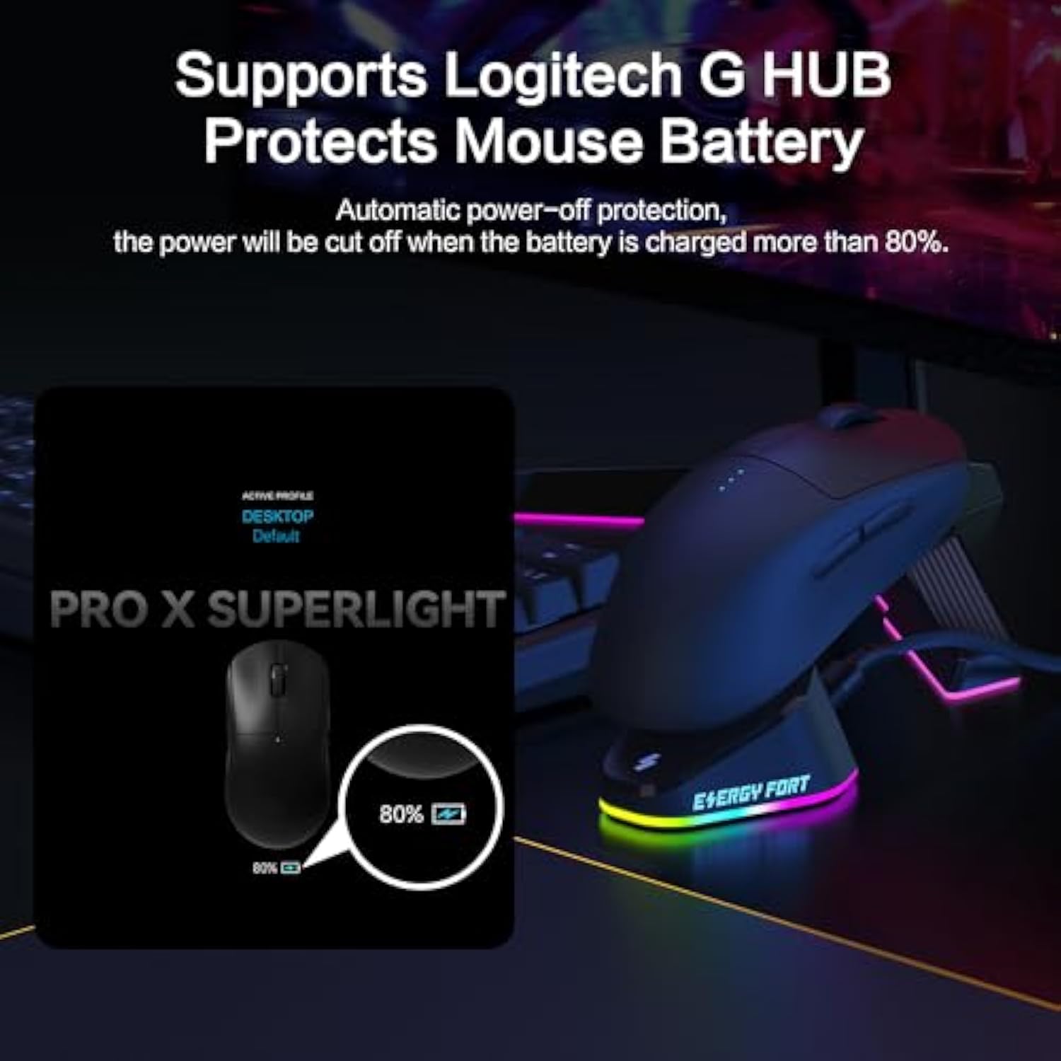 Charging Dock For Logitech Computer Mouse G502 Lightspeed G502 X Plus/G703/G903 Lightspeed/G Pro X Superlight 2 Dex/2/1 Wireless, Rgb Mice Charger Usb A C Powerplay Charging System (Black)