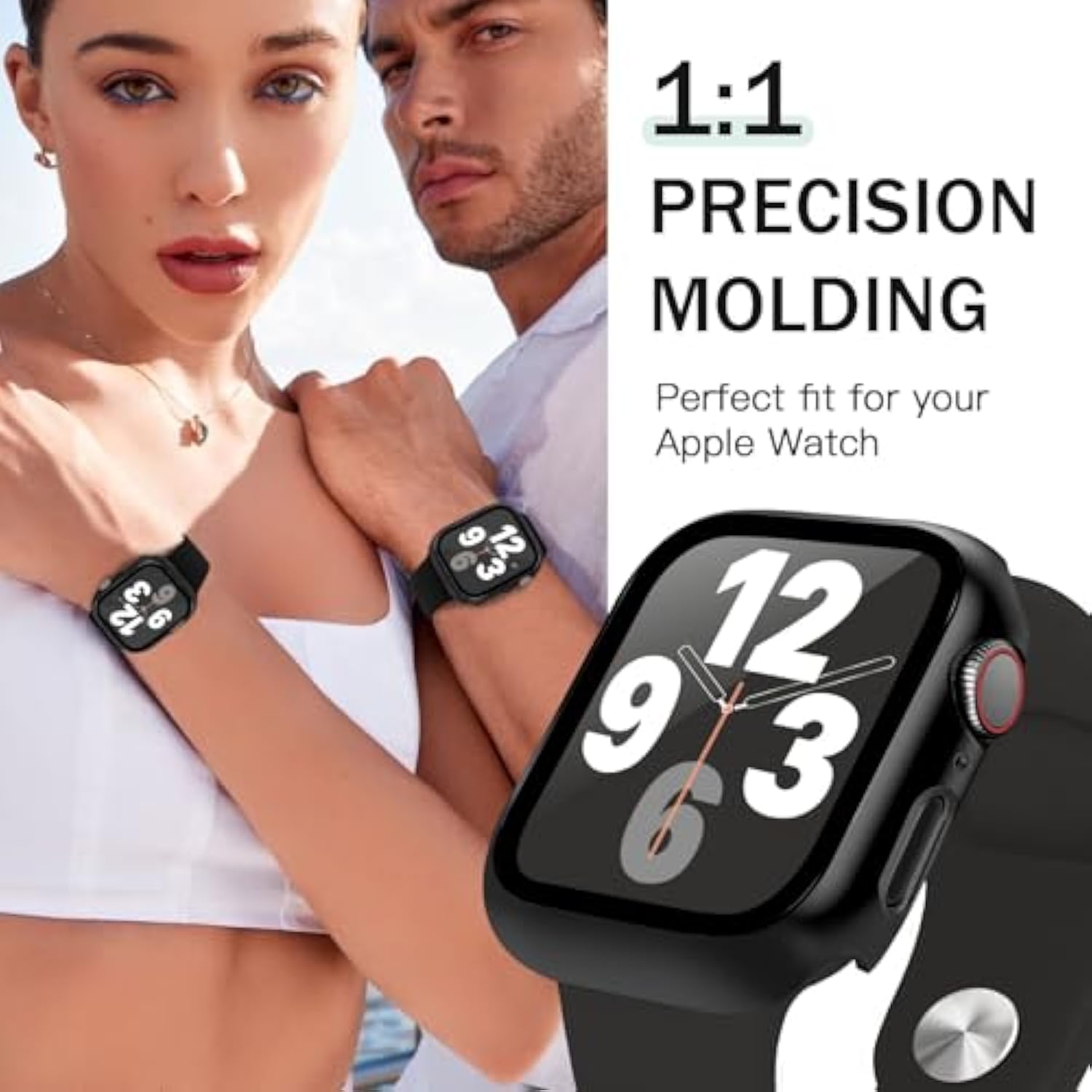 40Mm 2 Pack Hard Pc Case With Hd Tempered Glass Screen Protector For Apple Watch Series 6/5/4/Se/Se2/Se3, Guard Bumper Full Coverage Protective Anti-Scratch Face Cover For Iwatch, Black+ Black
