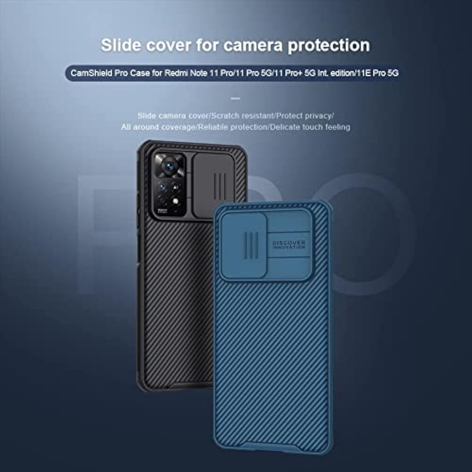 Redmi Note 11 Pro 5G Case, Nillkin Slim case Protective Cover with Camera Protector