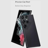 For Samsung Galaxy S23 Ultra Case: Slim Thin Carbon Fiber Classic Design Soft Hybrid Bumper Lightweight Anti Fingerprint Protective Cell Phone Cover Wireless Charging (Black)