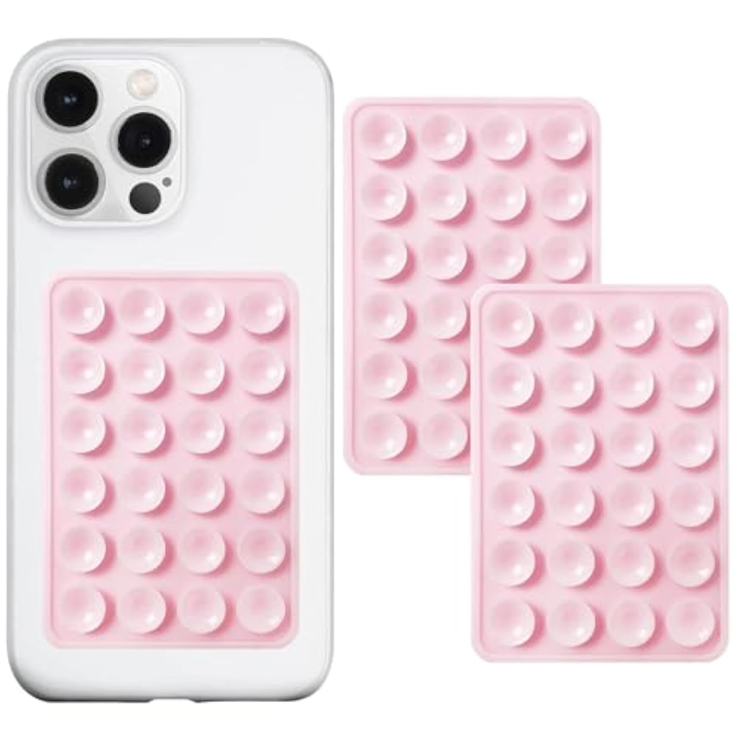 2-Pack Silicone Suction Phone Mount Non-Slip Grip Light Pink