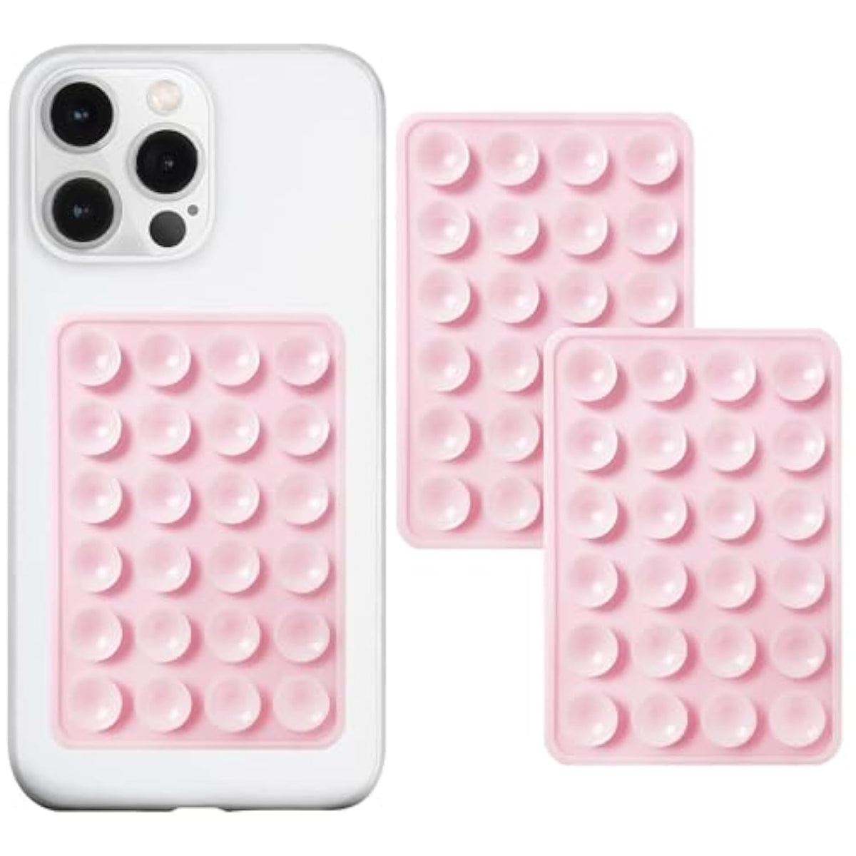 2-Pack Silicone Suction Phone Mount Non-Slip Grip Light Pink