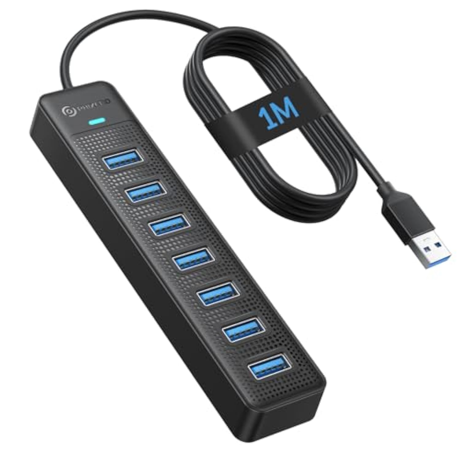 7 Port Usb Hub, 3.3Ft/1M Long Cable Usb 3.0 Hub Multi Usb Port Hub Usb Multipo