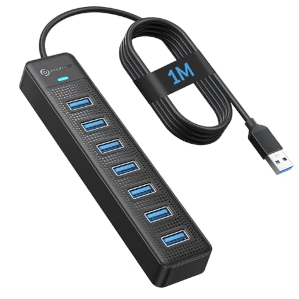 7 Port Usb Hub, 3.3Ft/1M Long Cable Usb 3.0 Hub Multi Usb Port Hub Usb Multipo