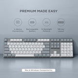 Sm3 Mechanical Keyboard For Mac And Windows, 108 Keys Full Size With White Led Backlit, Wired And Bluetooth For Mac And Windows - Light Gray/White