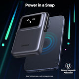 UGREEN Uno 10000mAh Magnetic Portable Charger, Qi 7.5W Wireless Power Bank, PD 20W USB C Battery Pack with Foldable Stand and TFT Display MagSafe Compatible iPhone 16/15 /14/13/12 Series, Black