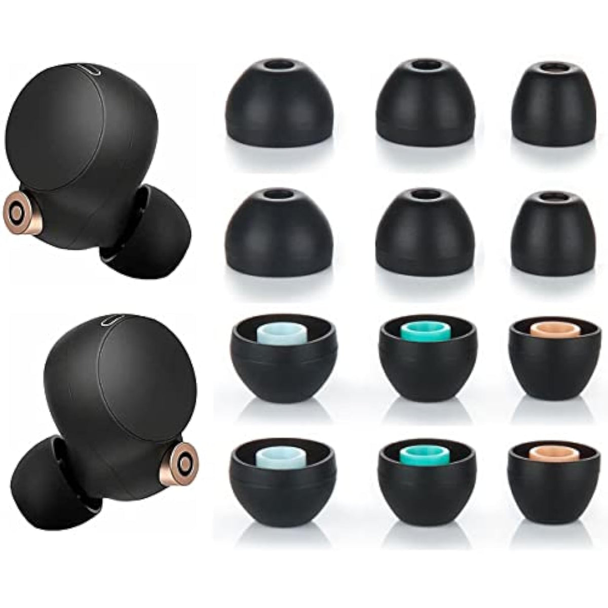 Silicone Ear Tips Replacement For Sony Xba Mdr Wf Earphones, Compatible With Wf-1000Xm4,1000Xm3, C500,Sp800N Earbuds Tips Eartips Ear Caps, Fit In Case, S/M/L 3 Size 6 Pairs,Silicone Black