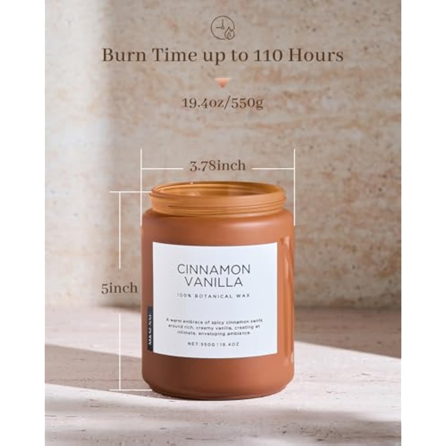 Cinnamon Vanilla Fall Scented Candles For Home, Natural Soy Wax 19.4Oz 110 Hours Large Long Lasting Strong Scented Classic Christmas Holiday 2 Wicks Candle Gift Home Decor