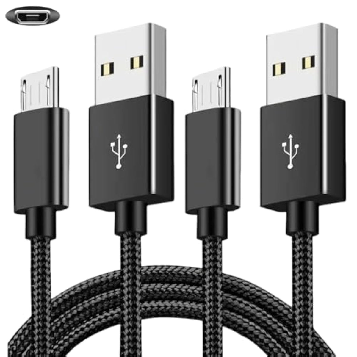 2 Pack 6.6Ft Ps4 Controller Charging Cable, Micro Usb Nylon Charger Data Sync Cord, Suitable For Playstation 4, Xbox One S/X Controller And More (Black)