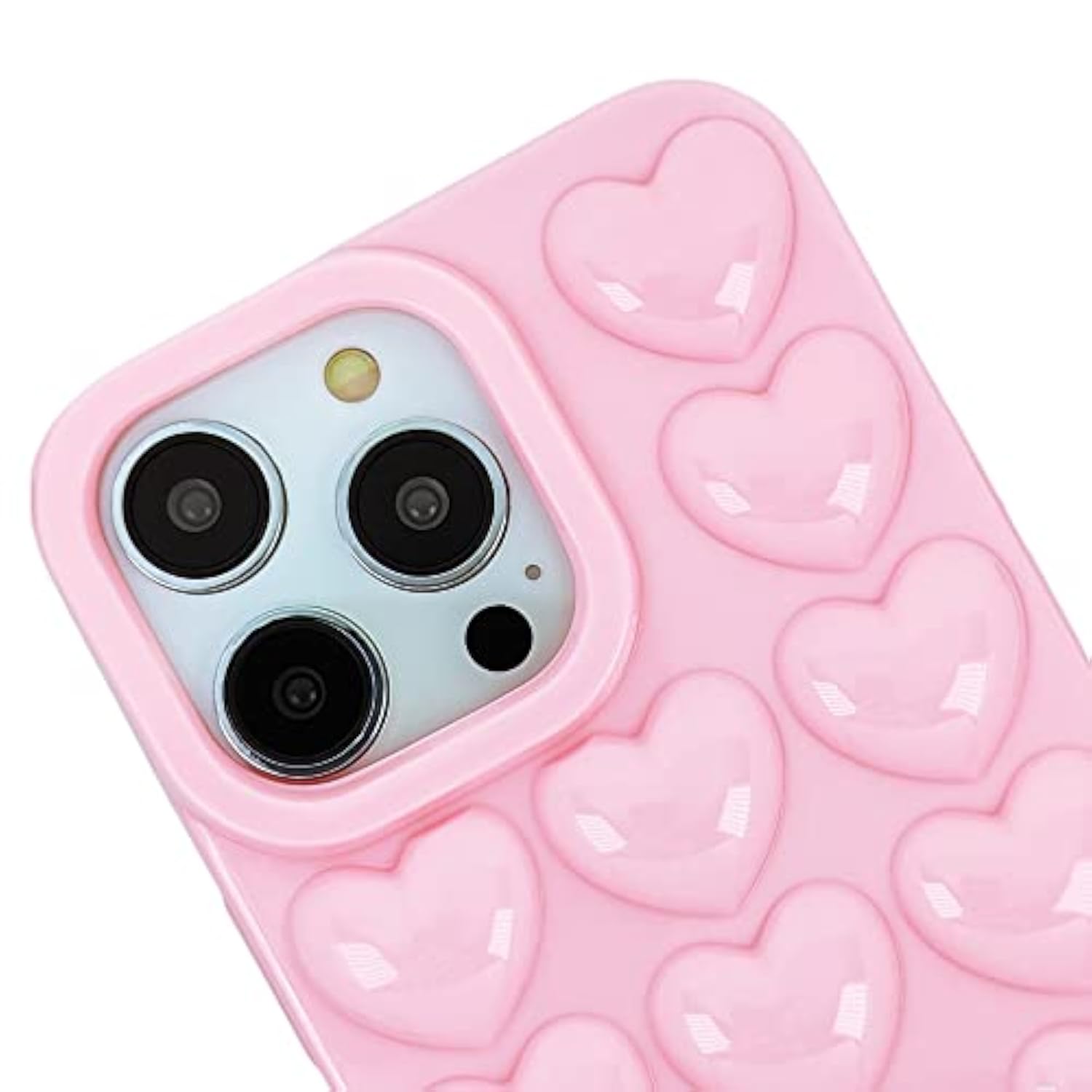 Cute Girly 3D Pop Bubble Heart Gel Case for iPhone 15 Plus/iPhone 14 Plus 6.7 inch - Pink