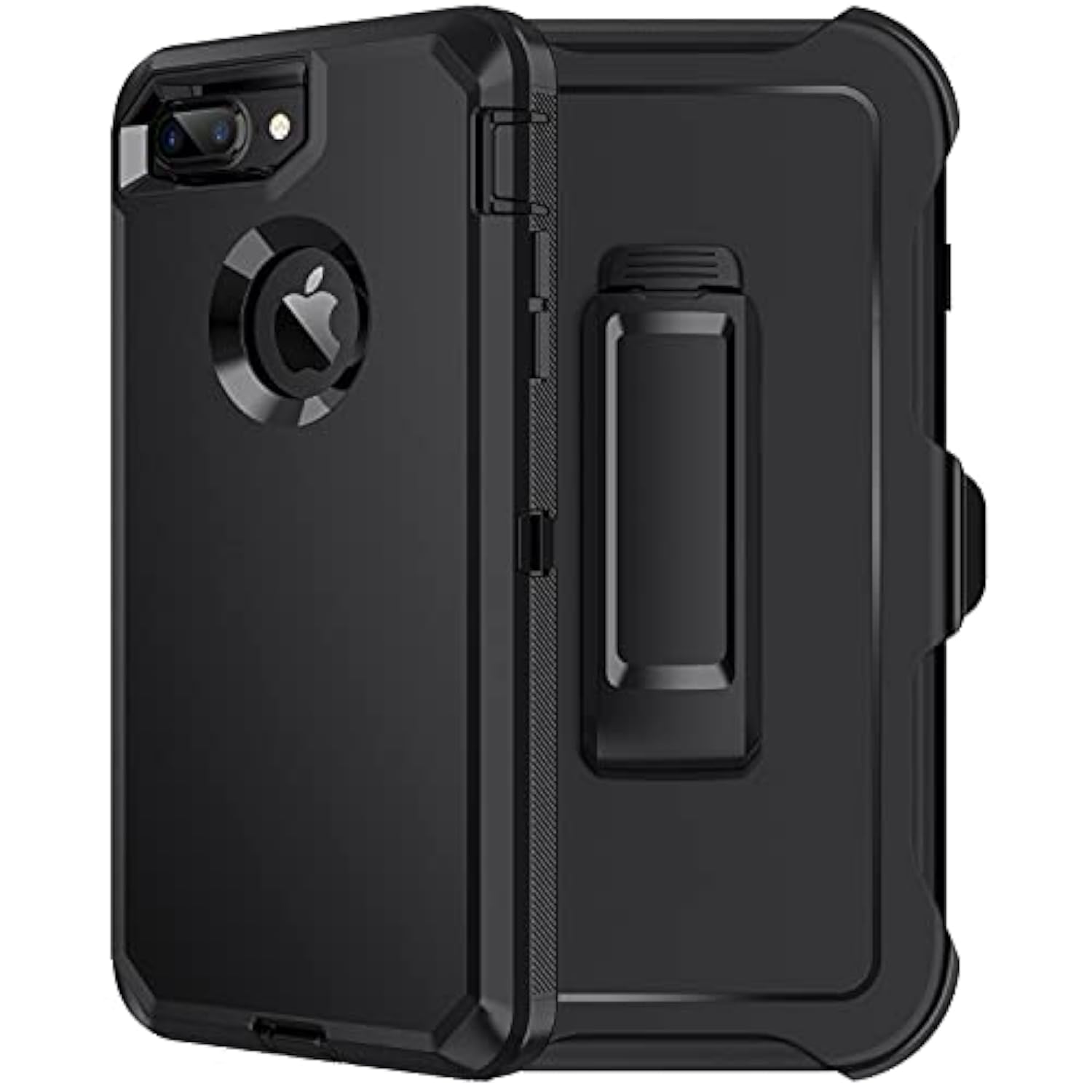 For Iphone 8 Plus/7 Plus Case, Belt-Clip Holster Case, Built-In Screen Protector,Shockproof 3-Layer Full Body Protection Rugged Heavy Duty Hard Cover For Iphone 8+/7+ 5.5 Inch,Black