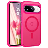 For Google Pixel 9 Case [Compatible With ] Translucent Matte Magnetic Pixel 9 Case Slim Thin Shockproof Women Men Girls Boys Protective Phone Cases For Google Pixel 9 6.3", Hot Pink