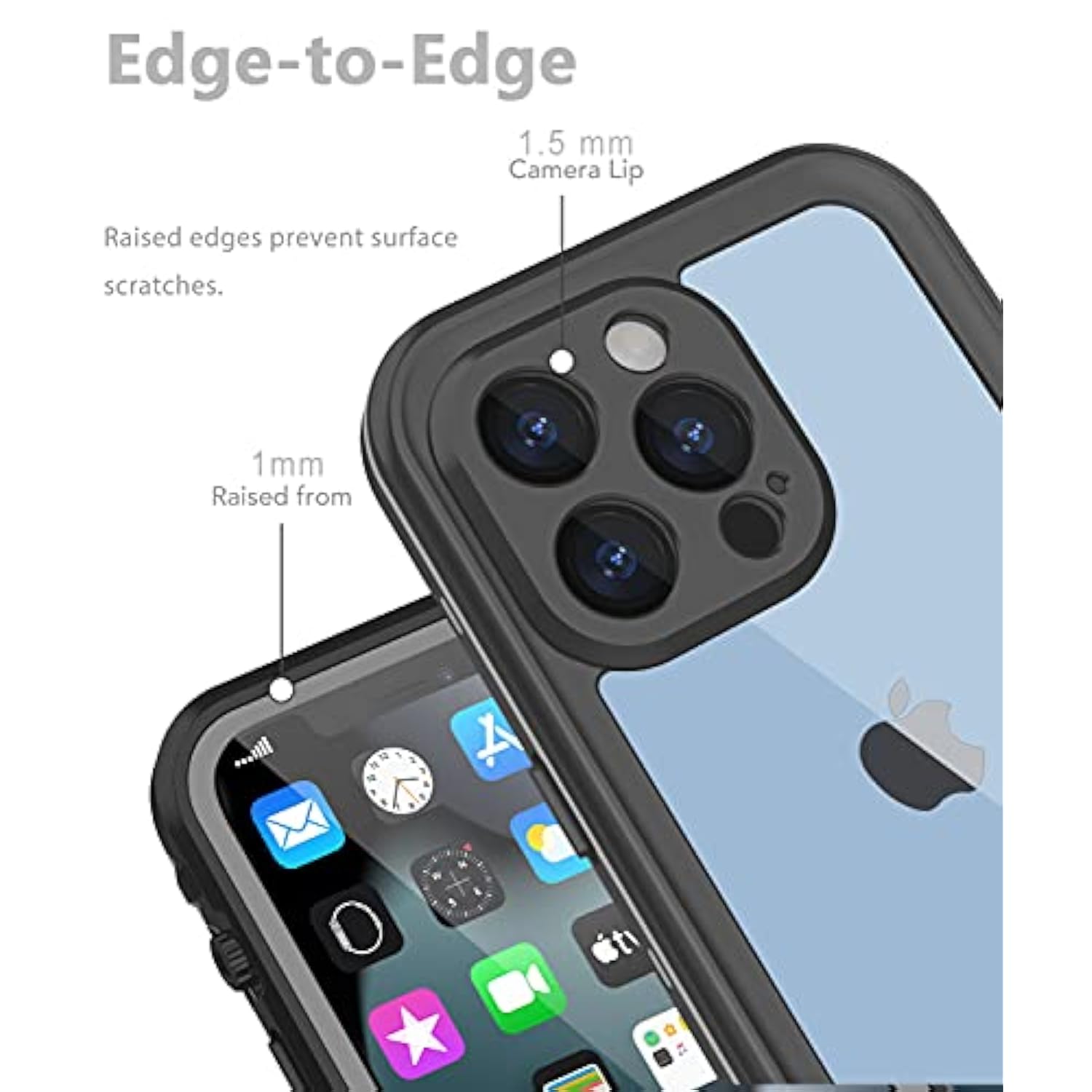 Design For Iphone 13 Pro Max Waterproof Case, Shockproof Dustproof Phone Case With Built-In Screen Protector, Full Body Protective Case Cover 6.7'' (Black)