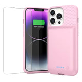 Upgraded 7500mAh Ultra-Slim Portable Extended Charger Cover for iPhone 13/13 Pro/14 (6.1 Inch) - Pink