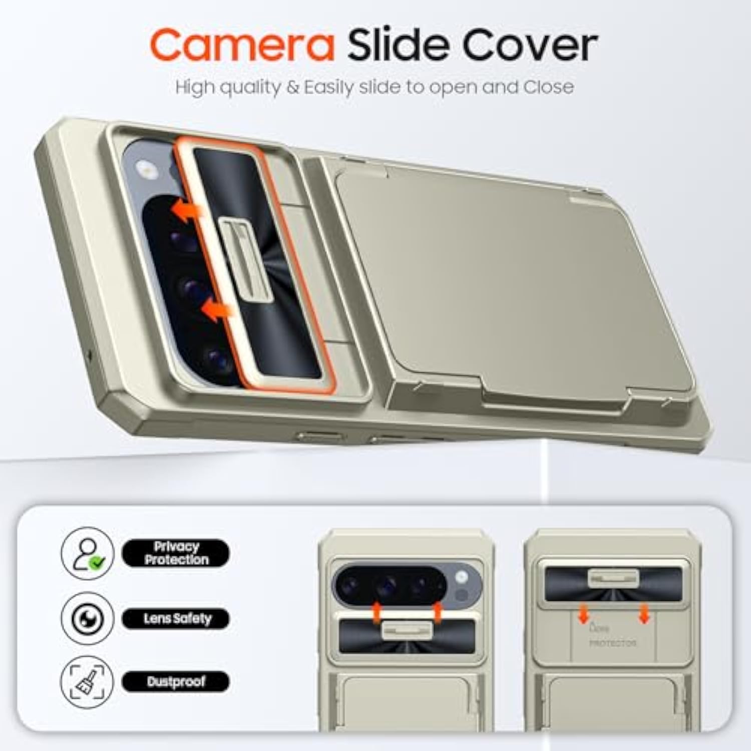 Google Pixel 9 Pro XL Case with Card Holder, Kickstand & RFID Blocking - Titanium